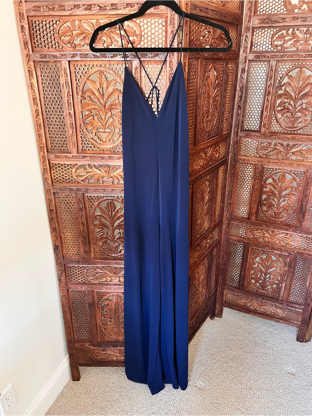 Nasty Gal Navy Blue Women's Jumpsuit - Elegant Strappy V- Neck